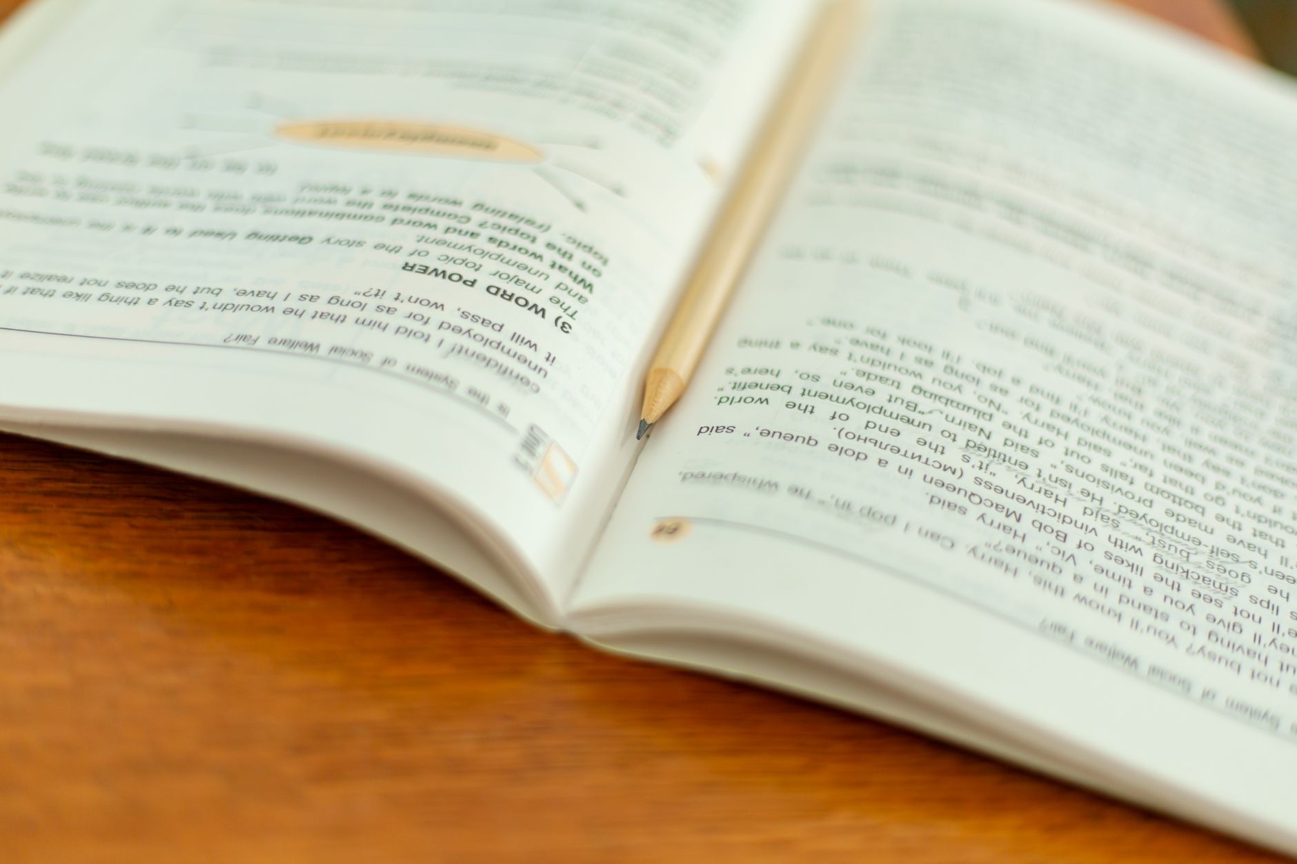 pencil on book in close up shot